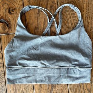 Lululemon Longline Energy Bra size 6 Grey Acid Wash